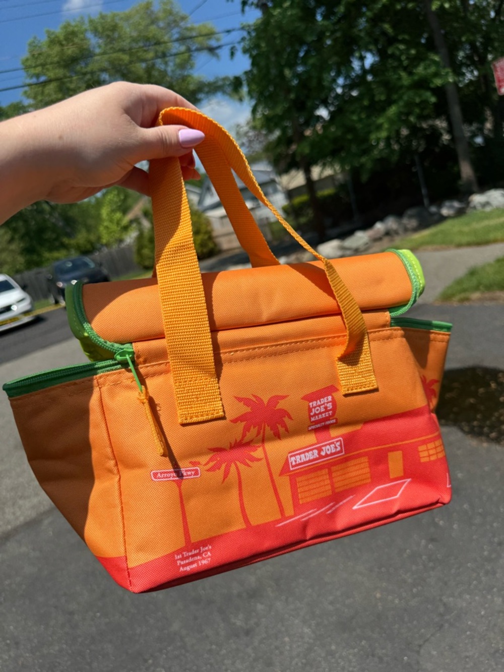 NWT! Trader Joe's Orange & Lime Green Insulated Mini Tote Summer 2026 - Picture 2 of 3